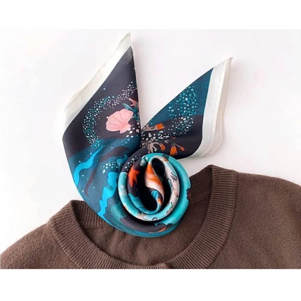 Blue Ocean Mulberry Silk Neck Scarf